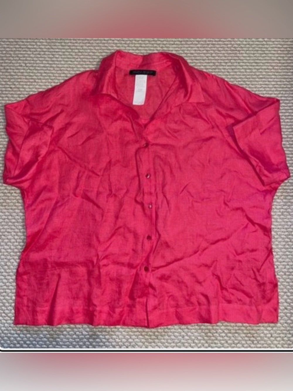 MARINA RINALDI LINEN CANVAS SHIRT Fuchsia Size 18 NWOT